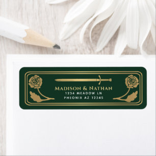 Épée de fantaisie médiévale verte et dorée, étique