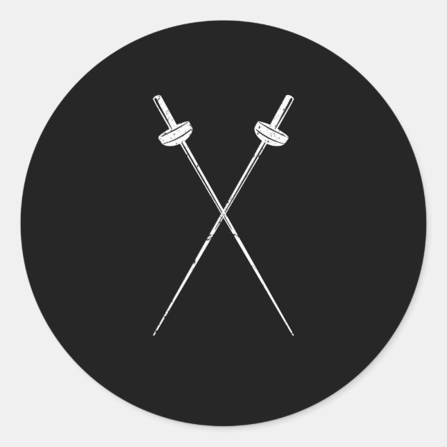 Epee fencing sword fighter sport fencer duel classic round sticker (Front)