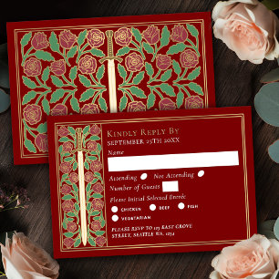 Épée florale médiévale scarlate or carte de répons