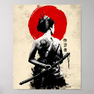 Epée japonaise Samurai affiche abstraite
