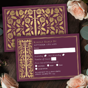 Épée médiévale mauve or RSVP de mariage