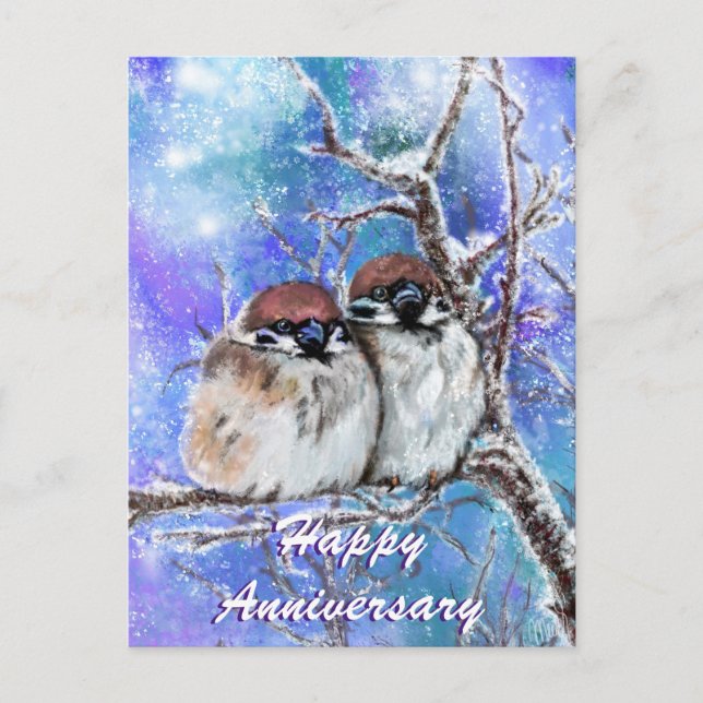Éperons Couple En Hiver Bonne Carte Anniversaire (Devant)