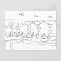 Éperviers sur un rail, colorier les cartes postale