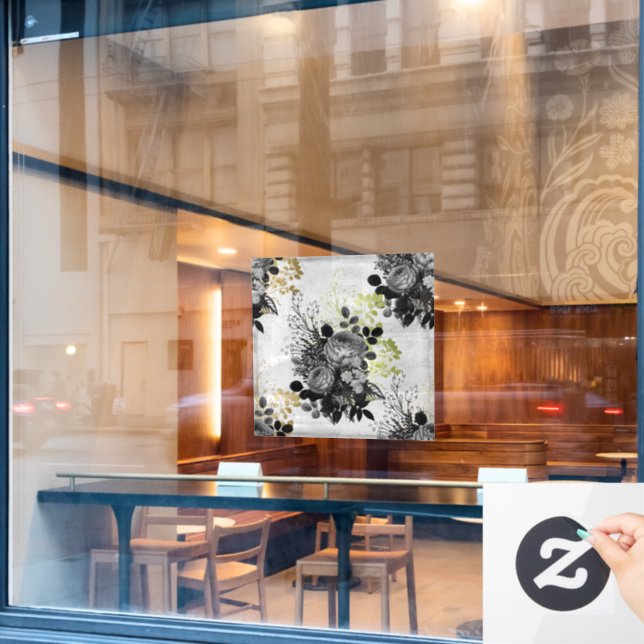 Ephemera Black & Gold Floral  Window Cling (Cafe Window)