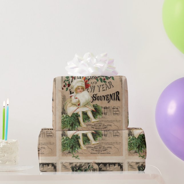 Ephemera Christmas New Year Souvenir Poster Wrapping Paper (Party Gifts)