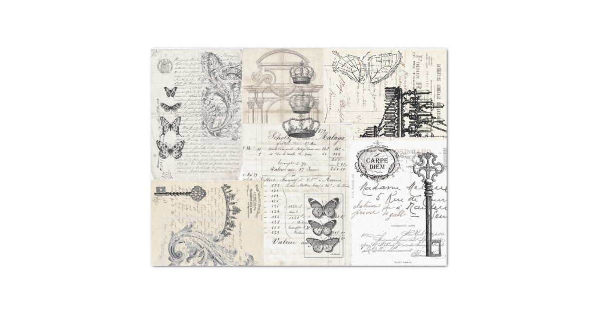 Ephemera Collage Decoupage Sheet Zazzle