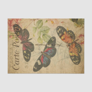 Ephemera French Postcard Butterflies Decoupage Tissue Paper