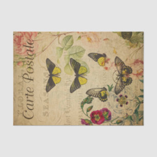 Ephemera French Postcard Butterflies Decoupage Tissue Paper