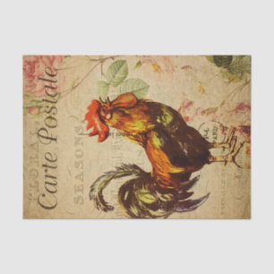 Ephemera French Postcard Rooster Decoupage Tissue Paper