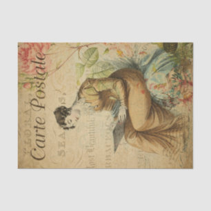 Ephemera French Woman Writing on Pad Decoupage Tissue Paper