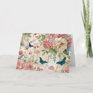 Ephemera Inspired Florals & Butterflies Card 