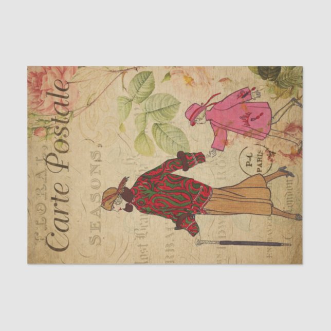 Ephemera Mother And Daughter Walking Decoupage Tissue Paper (Front)