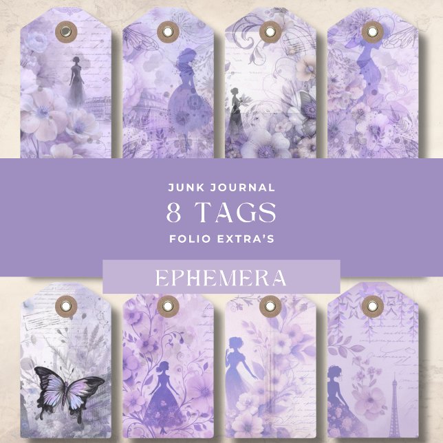 Ephemera Tags Decoupage Scrapbook Junk Journal (Ephemera Tags Perfect for Scrapbooking Junk Journal and Card Making and Paper Crafts)