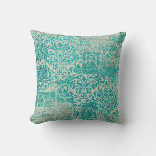 Ephemera Turquoise Paper Series Design 19 Throw Pillow