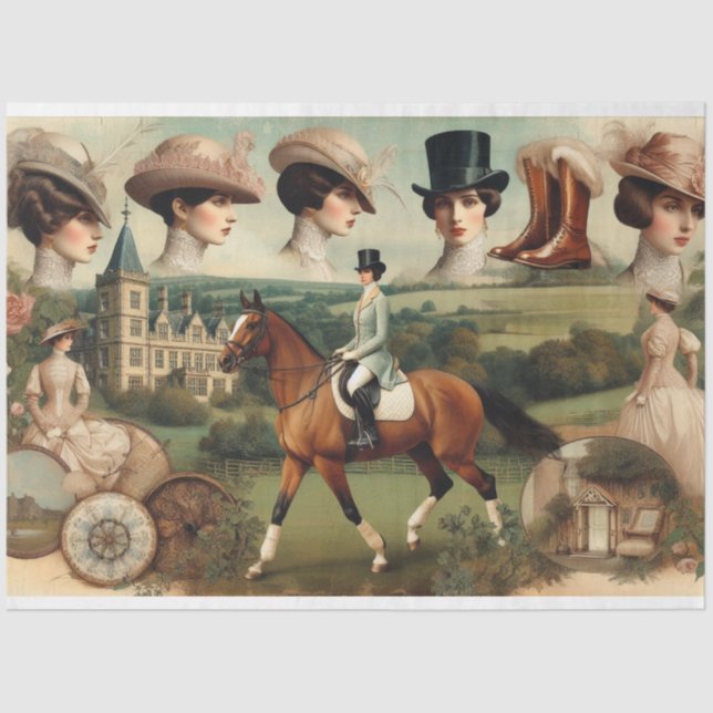 Ephemera Victorian Equestrian Decoupage Tissue Paper (Front)