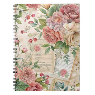 Ephemera Vintage Inspired Pretty Pink Florals  Notebook
