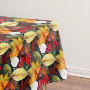 Ephemeral Autumn Foliage in Watercolor Vivid Bold  Tablecloth