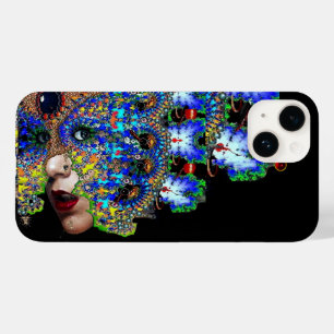 EPHEMERAL Lady With Fractal Mask Black Blue Case-Mate iPhone 14 Case