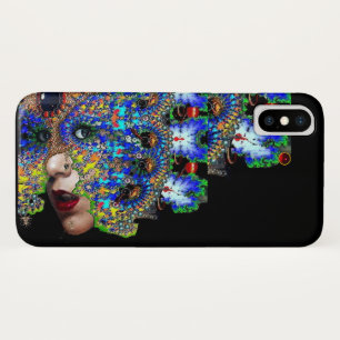 EPHEMERAL Lady With Fractal Mask Black Blue iPhone X Case