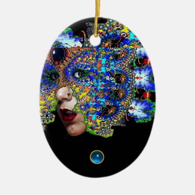 EPHEMERAL , Red Ruby , Blue Sapphire Ceramic Ornament (Front)