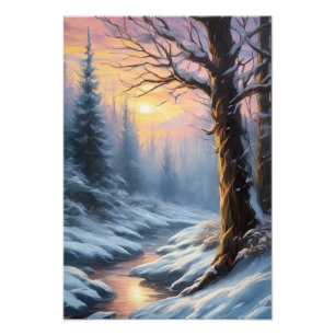 Ephemeral Sunset, Frozen Forest Photo Print