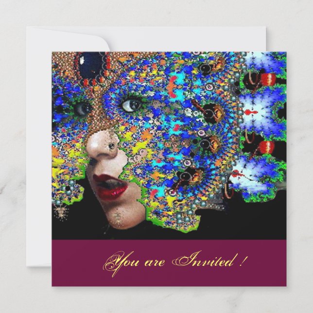 EPHEMERAL sweet 16 masquerade ball ,blue mask Invitation (Front)