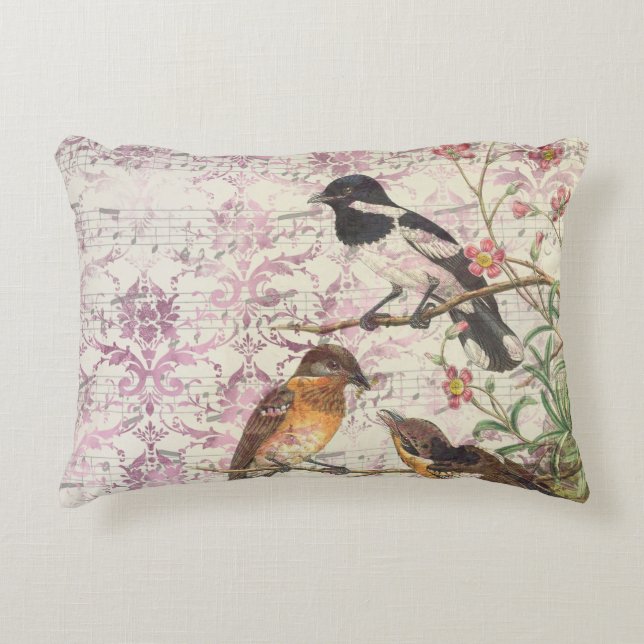 Ephémère d'oiseaux vintage Coussin décoratif (Devant)