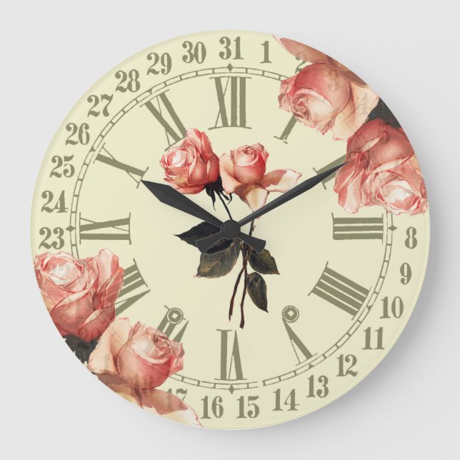 Ephémère Rose vintage grande horloge (Recto)