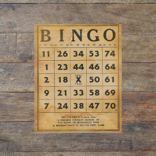 Ephémère vintage carte de bingo