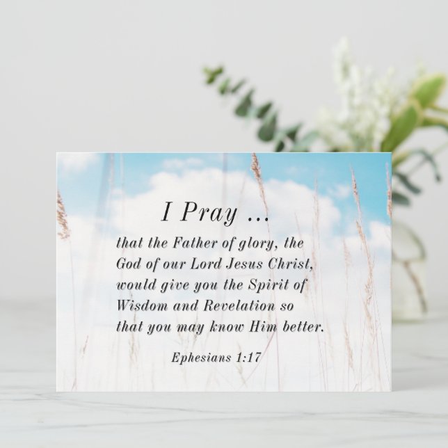 Ephesians 1:17 Bible Prayer Wisdom Revelation Card (Standing Front)