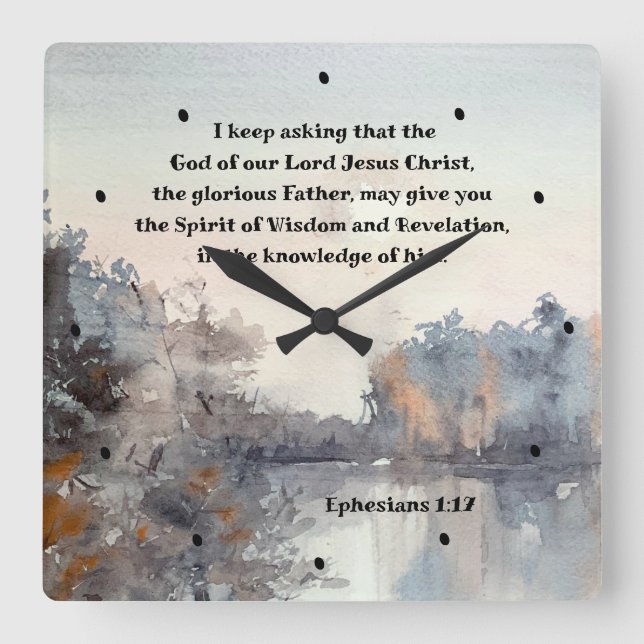 Ephesians 1:17 Spirit of Wisdom and Revelation Square Wall Clock (Front)