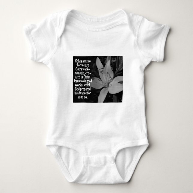 EPHESIANS 2:10 BIBLE SCRIPTURE QUOTE BABY BODYSUIT (Front)