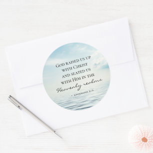 Ephesians 2:6 God raised us up with Christ Bible Classic Round Sticker