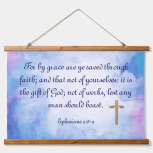 Ephesians 2:8-9 hanging tapestry