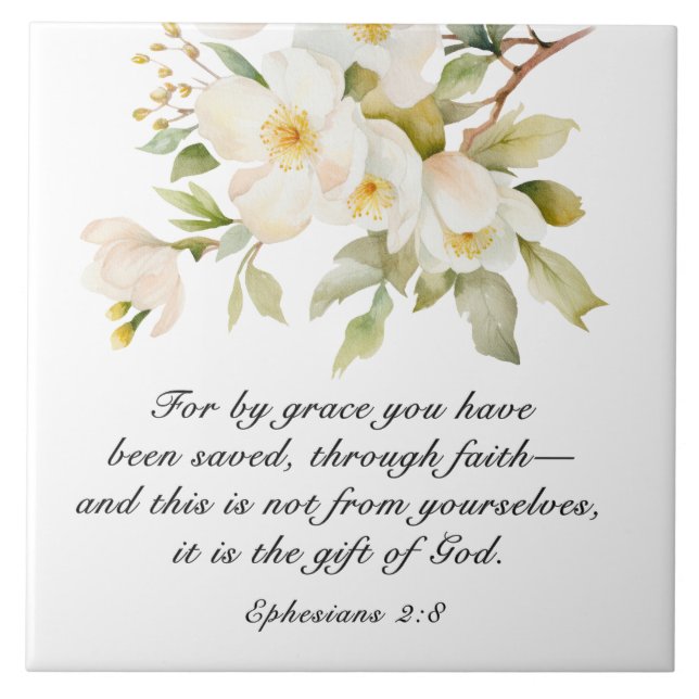 Ephesians 2:8 By Grace you have been saved Bible Tile (Front)