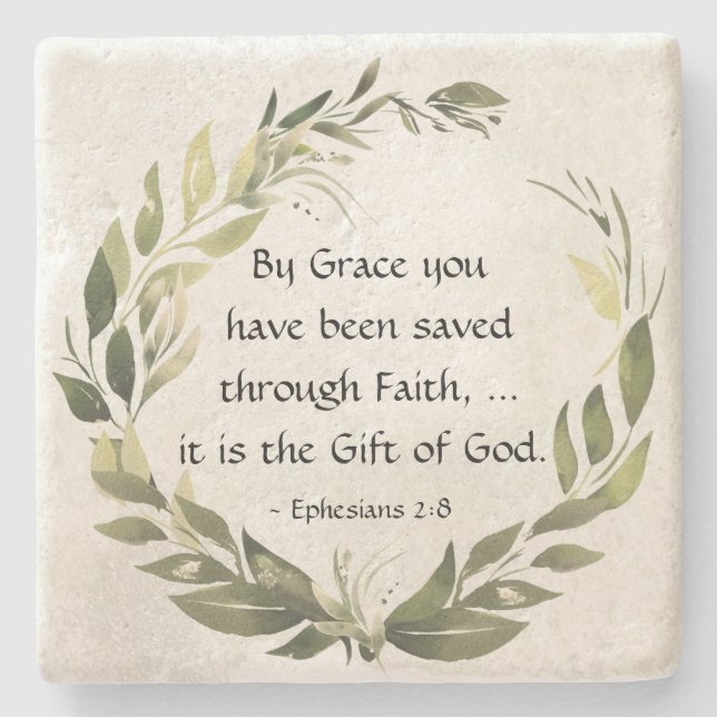 Ephesians 2:8 By Grace you have been saved Stone Coaster (Front)