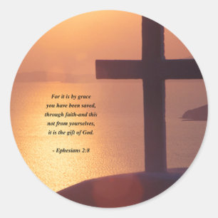 EPHESIANS 2:8 CLASSIC ROUND STICKER