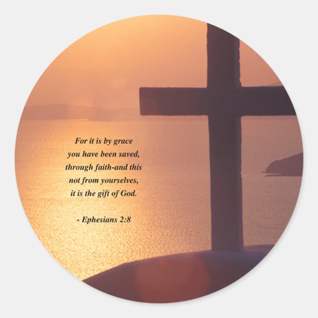 EPHESIANS 2:8 CLASSIC ROUND STICKER (Front)