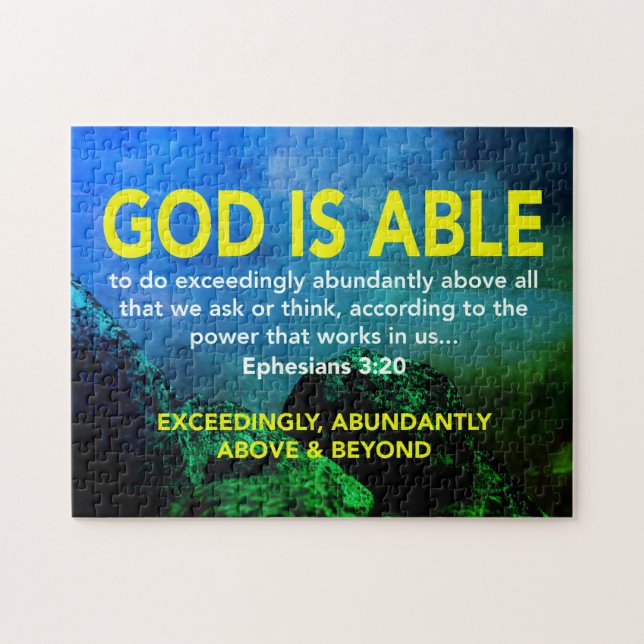 EPHESIANS 3:20 God Is Able Exceedingly BLUE Jigsaw Puzzle (Horizontal)
