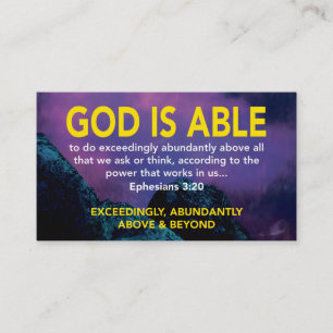 Ephesians 3:20   GOD IS ABLE Exceedingly Scripture Business Card