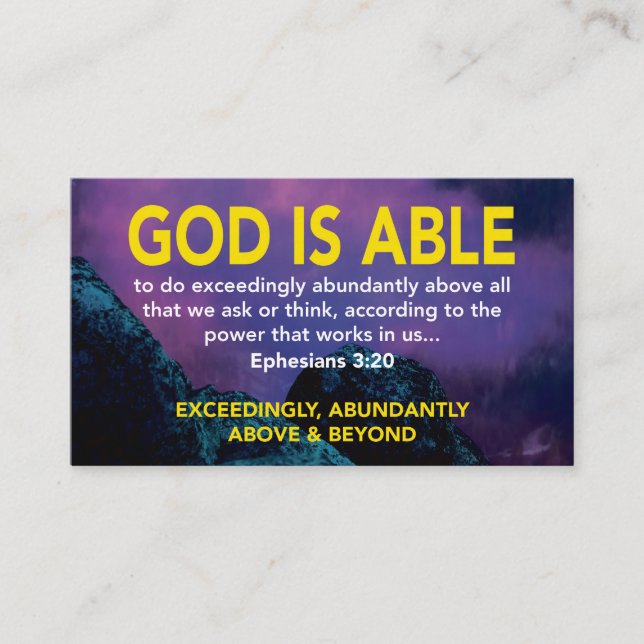 Ephesians 3:20 | GOD IS ABLE Exceedingly Scripture Business Card (Front)