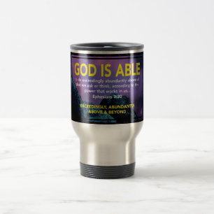 Ephesians 3:20 GOD IS ABLE MONOGRAM Christian Travel Mug