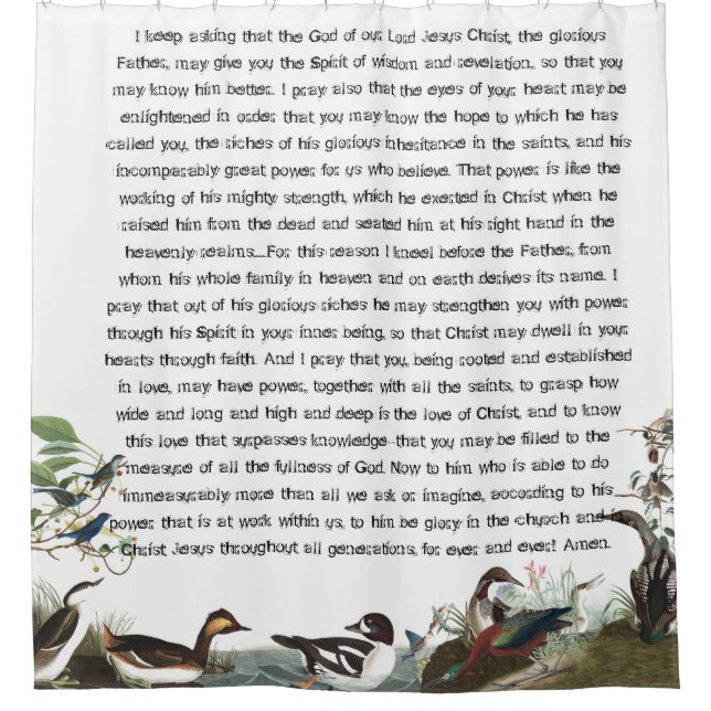 Ephesians 3 Birds Audubon Wildlife Shower Curtain (Front)