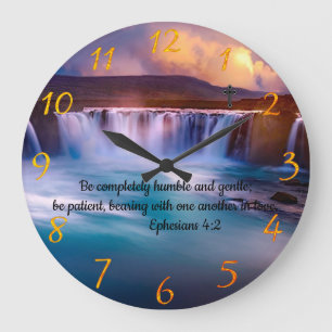 Ephesians 4:2 Christian Faith prayer  Large Clock