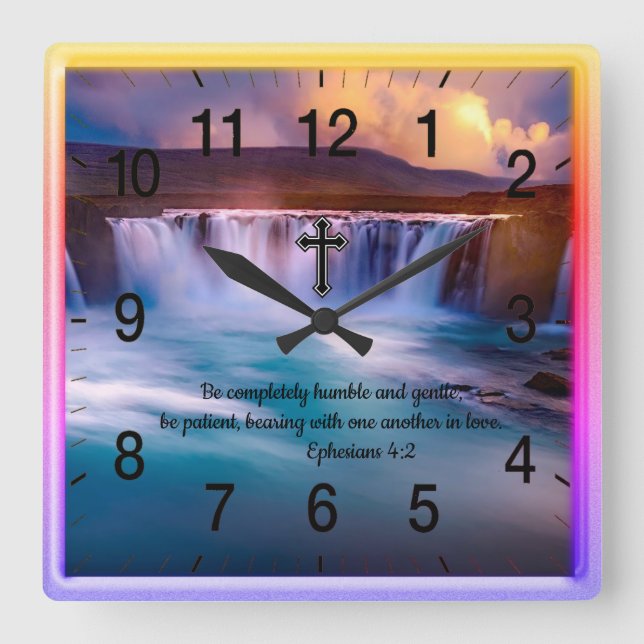 Ephesians 4:2 Christian Faith prayer Square Wall Clock (Front)