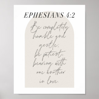 Ephesians. 4:2 Minimal Boho Beige Arch Poster