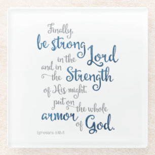 Ephesians 6:11 Armour Of God Bible Scripture Glass Coaster