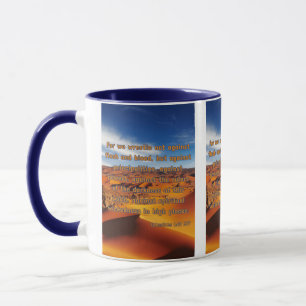 Ephesians 6:12 KJV Bible Verse Pic Two-Tone Mug