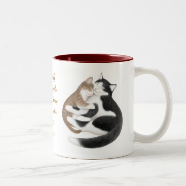 Éphésiens 4:2 Loin Chats Bible Verse Mug (Droit)