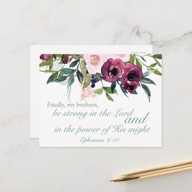 Éphésiens 6:10 Bible Verse Motivation Carte postal (Devant/Arrière en situation)